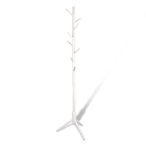 Tree-Shaped Solid Wood Coat Rack with 8 Hooks for Living Room, Bedroom, Office