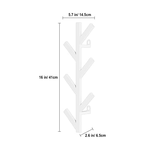 RRG White Metal Vertical Hat & Coat Rack, 16" High, Wall Mountable