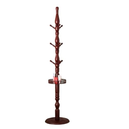 Walnut Freestanding Hall Tree with 3 Heights & 9 Hooks for Home Office