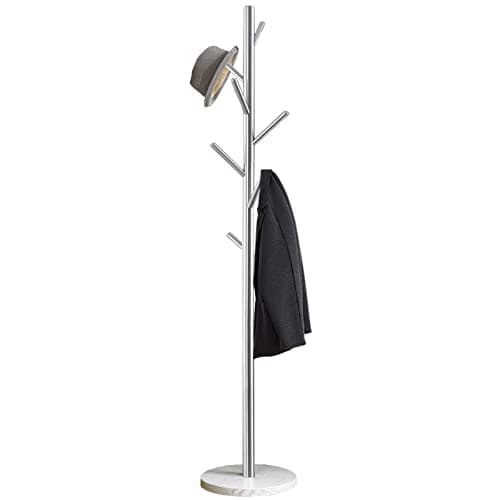 Jolitac Golden Satin Steel Coat Rack with Marble Base & Hooks