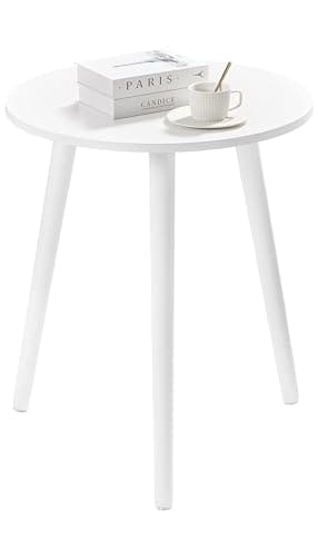 Apicizon White Round Side Table Set of 2, Modern Living Room Nightstand