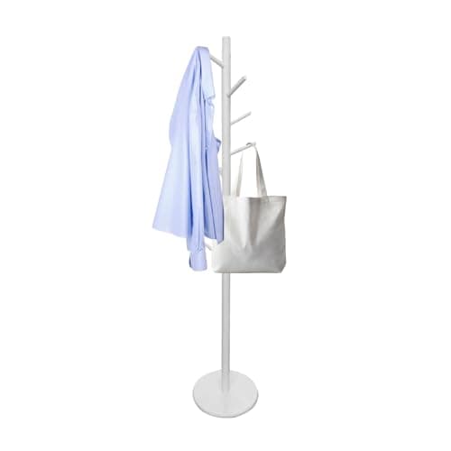 Solid Wood Coat Rack with 8 Hooks, 3 Height Adjustments, Natural Finish (Perchero)