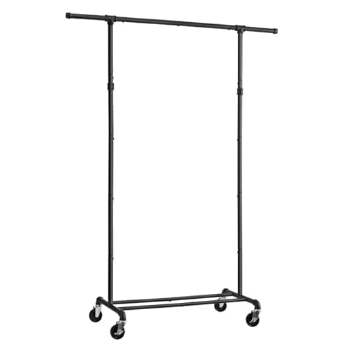 Heavy Duty Rolling Clothes Rack, Gold, Max 400Lbs, Double Rod Organizer