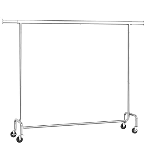 SONGMICS Heavy-Duty Rolling Clothes Rack, 286.6 lb Capacity, Extendable Rod, Matte White