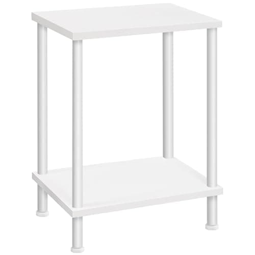 HOOBRO Set of 2 Small Side Tables with 2-Layer Storage, Rustic Brown