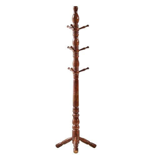 Walnut Freestanding Hall Tree with 3 Heights & 9 Hooks for Home Office