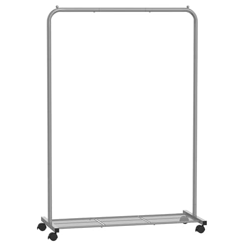 SONGMICS 25.4 mm Metal Coated Clothes Rack with Dense Mesh Shelf, 110 lb Capacity, 2 Brakes, Black