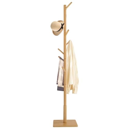 Sturdy Freestanding Coat Rack with 8 Hooks & 3 Sizes, White