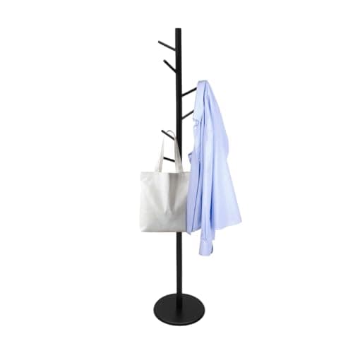 Solid Wood Coat Rack with 8 Hooks, 3 Height Adjustments, Natural Finish (Perchero)