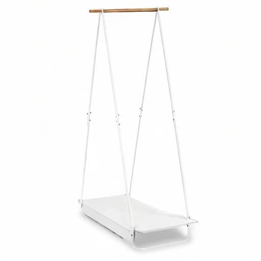 JEFEE 1-Tier Mini Clothes Rack with Shelf - Storage for Small Spaces, Entryway, Bedroom, White