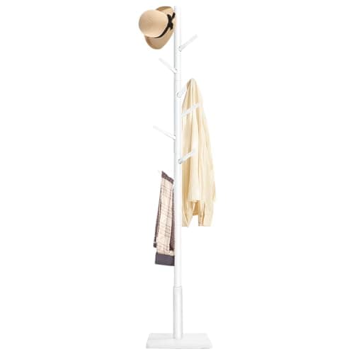 Sturdy Freestanding Coat Rack with 8 Hooks & 3 Sizes, White