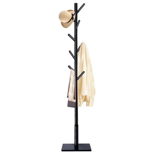 Sturdy Freestanding Coat Rack with 8 Hooks & 3 Sizes, White