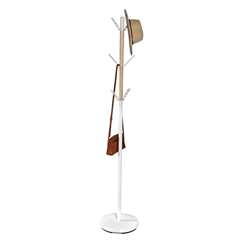 Honey-Can-Do White Wood Accented Standing Coat Rack