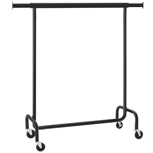 SONGMICS Heavy-Duty Rolling Clothes Rack, 286.6 lb Capacity, Extendable Rod, Matte White
