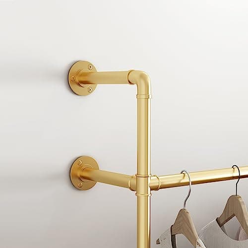 ORSENIGO Heavy Duty Double Rod Clothes Rack, Gold