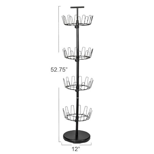 Matte Black 4-Tier Shoe Storage Tree for Household Essentials
