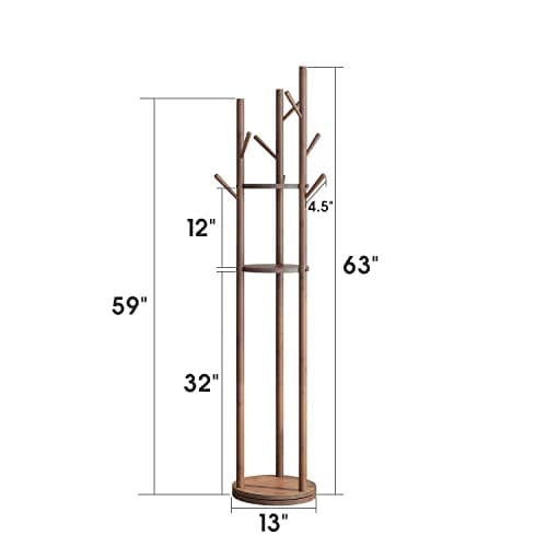 Sturdy Bamboo Freestanding Coat Rack with 8 Hooks