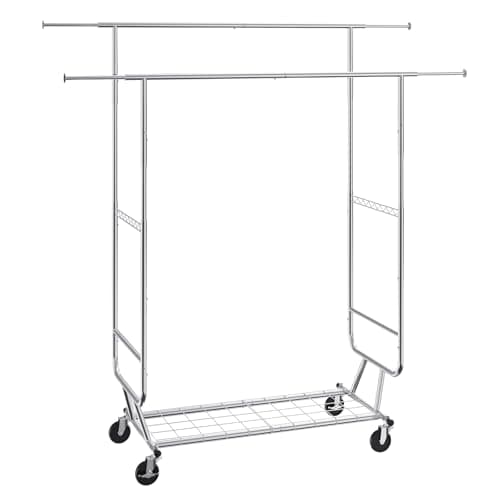 VEVOR Heavy Duty Double Rod Clothes Rack, Adjustable & Extendable, 600 lbs Capacity
