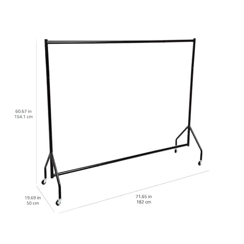 Amazon Basics Heavy Duty Rolling Garment Rack, Black 1.82 x 1.52 m