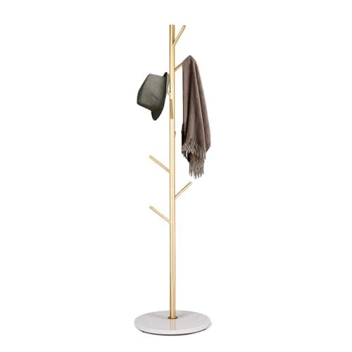 Sturdy Modern Metal Coat Rack with Natural Marble Base