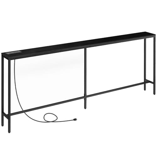 Black Industrial Console Table with USB Ports CTHB18E01