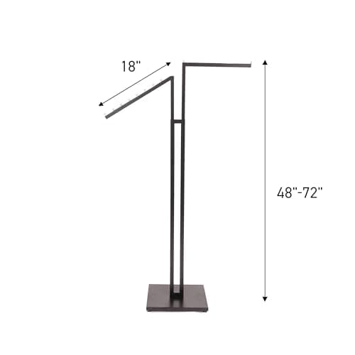 SSWBasics Black 2-Way Clothing Rack - Adjustable 48-72" - Retail, Restaurant, Home Storage