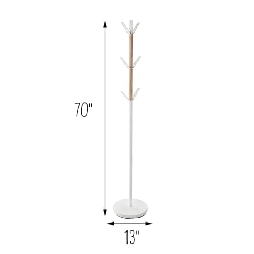 Honey-Can-Do White Wood Accented Standing Coat Rack