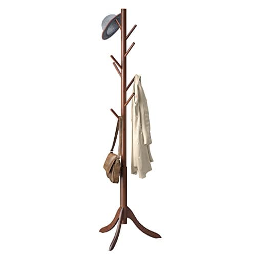 Bamboo Freestanding Coat Rack with 8 Hooks for Entryway (Natural)