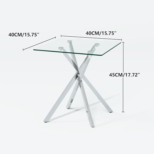 Modern Silver Tempered Glass Side Table Set for Home Office