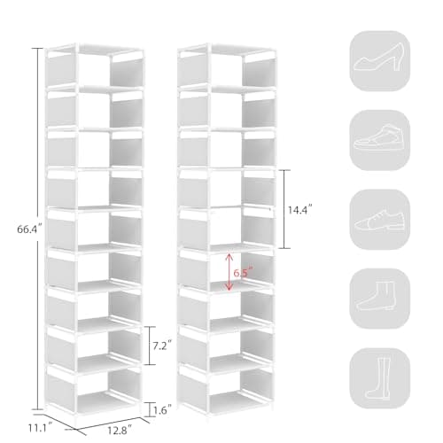 Space-Saving 10-Tier Shoe Rack for Entryway Closet