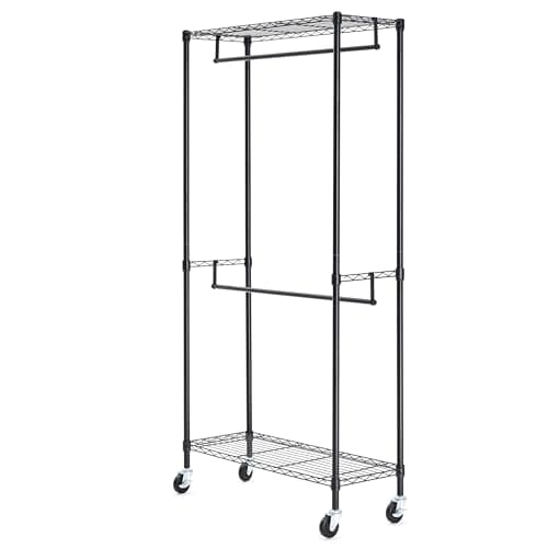 Amazon Basics Heavy Duty Double Hanging Closet Organizer Rack, WI-GAR1436B