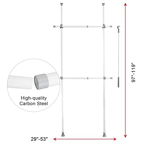 Heavy Duty 2-Tier Double Rod White Clothes Rack - Supports 220 Lbs