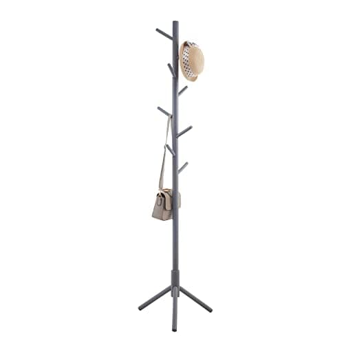 Tree-Shaped Solid Wood Coat Rack with 8 Hooks for Living Room, Bedroom, Office