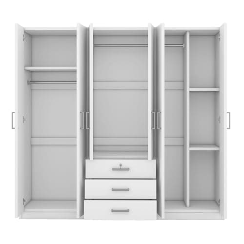Merax Large 6-Door White Wooden Wardrobe, Tall Armoire Closet Organizer