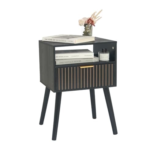 MaxSmeo White Mid Century Modern Nightstand with 2-Tier Storage for Bedroom