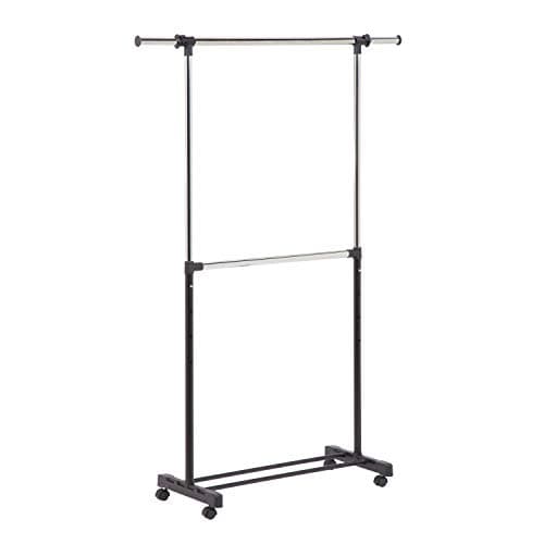 Honey-Can-Do GAR-01767 Dual Rod Expandable Clothing Rack, Black