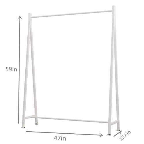 DR.IRON Modern White Hanging Rack, 47''L, Free Standing, Ideal for Retail & Laundry Rooms