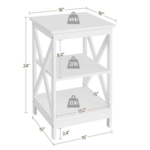 Yaheetech 3-Tier Living Room End Table with Storage, White