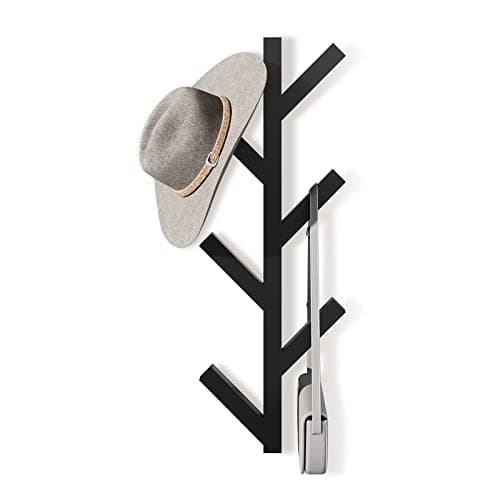 RRG White Metal Vertical Hat & Coat Rack, 16" High, Wall Mountable