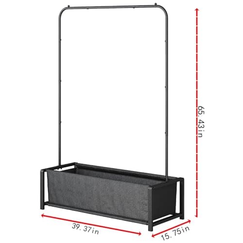 Black Heavy Duty Portable Garment Rack with Metal Shelf for Hanging Coats and Shirts