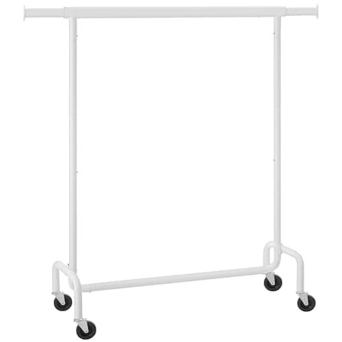 SONGMICS Heavy-Duty Rolling Clothes Rack, 286.6 lb Capacity, Extendable Rod, Matte White