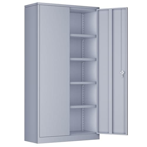 Black Greenvelly Metal Storage Wardrobe Cabinett with Doors, Hanging Rod, 72" Steel Closet for Home Office School