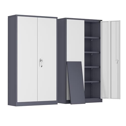 Black Greenvelly Metal Storage Wardrobe Cabinett with Doors, Hanging Rod, 72" Steel Closet for Home Office School