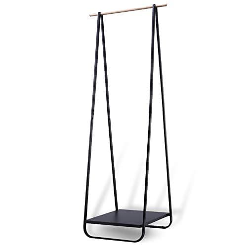 JEFEE Compact 1-Tier Clothes Rack with Shelf, Black