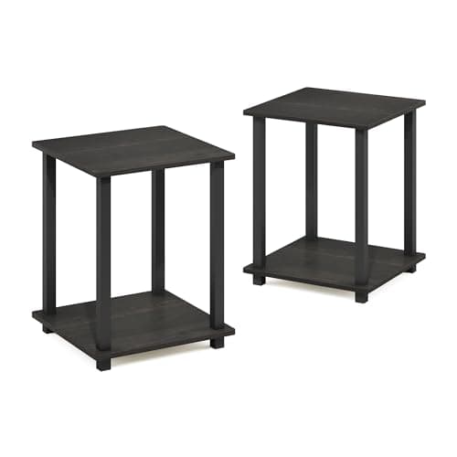 Furinno Columbia Walnut/Black Set of 2 End Tables