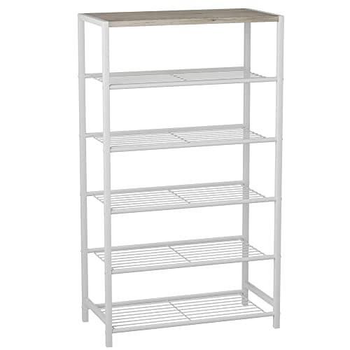 HOMEFORT Narrow 3-Tier White Oak Shoe Organizer Tower