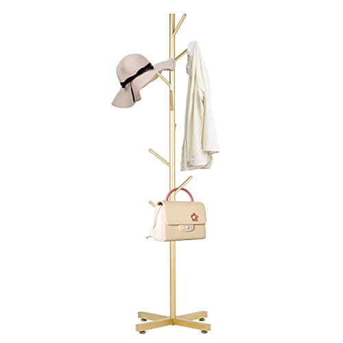 Sturdy Modern Metal Coat Rack with Natural Marble Base