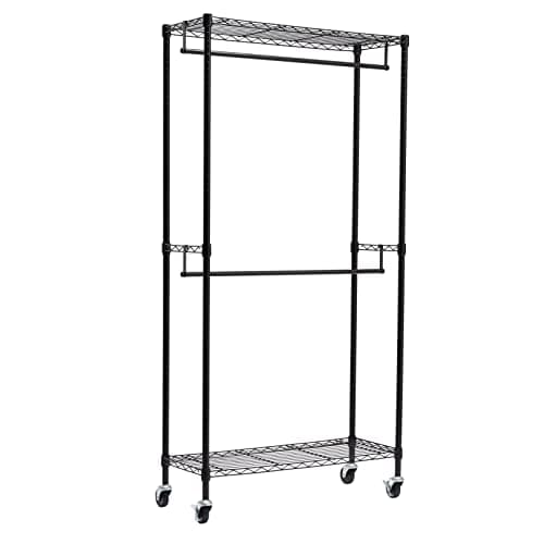 Amazon Basics Heavy Duty Double Hanging Closet Organizer Rack, WI-GAR1436B