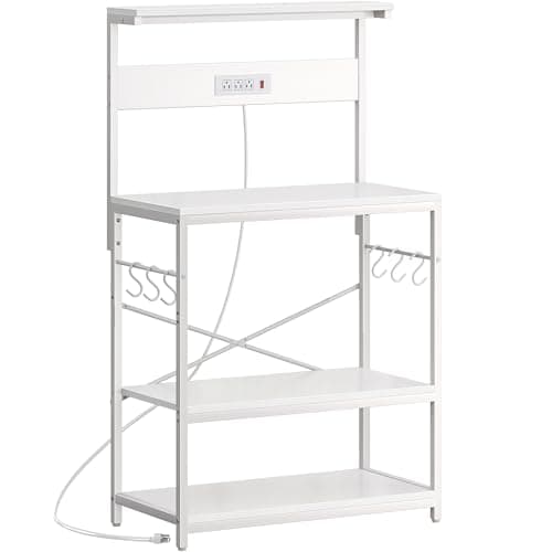 SUPERJARE 4-Tier Bakers Rack with Power Outlet - Black
