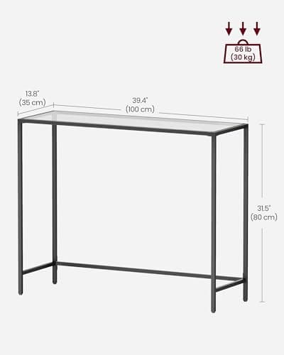 VASAGLE 39.4 Inches Tempered Glass Living Room Console Table, Black